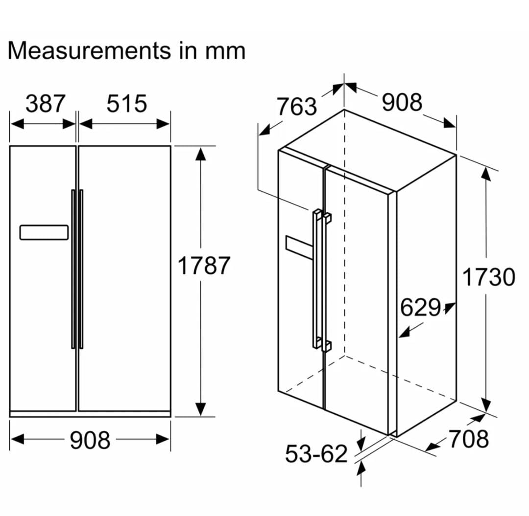 Bosch American side by side 178.7 x 90.8 cm Stainless steel look, Total No Frost Model : KAN93VL30M - Image 6