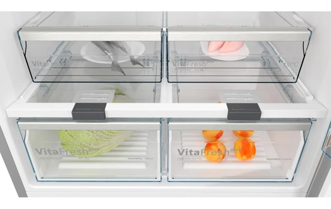 Bosch free-standing fridge-freezer with freezer at top 186 x 86 cm Brushed steel anti-fingerprint, Total No Frost Model : KDN86AI31M - Image 4