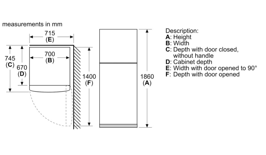 Bosch Series 4 free-standing fridge-freezer with freezer at top 186 x 70 cm Stainless steel look, Total No Frost Model : KDN55NLE0M - Image 7