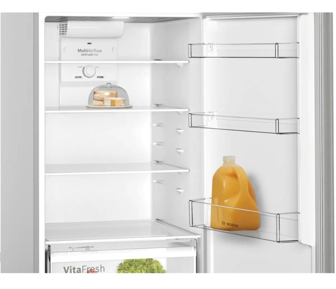 Bosch Series 4 free-standing fridge-freezer with freezer at top 186 x 70 cm Stainless steel look, Total No Frost Model : KDN55NLE0M - Image 3